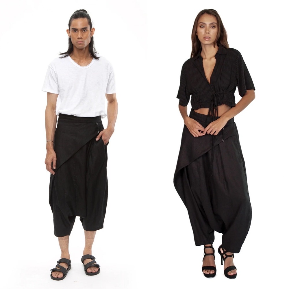 Gingersnap Bali Unisex Boyama Pants in Black 100 % Linen Size 1